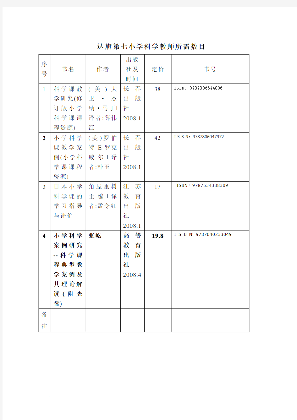 小学科学教师必读书目