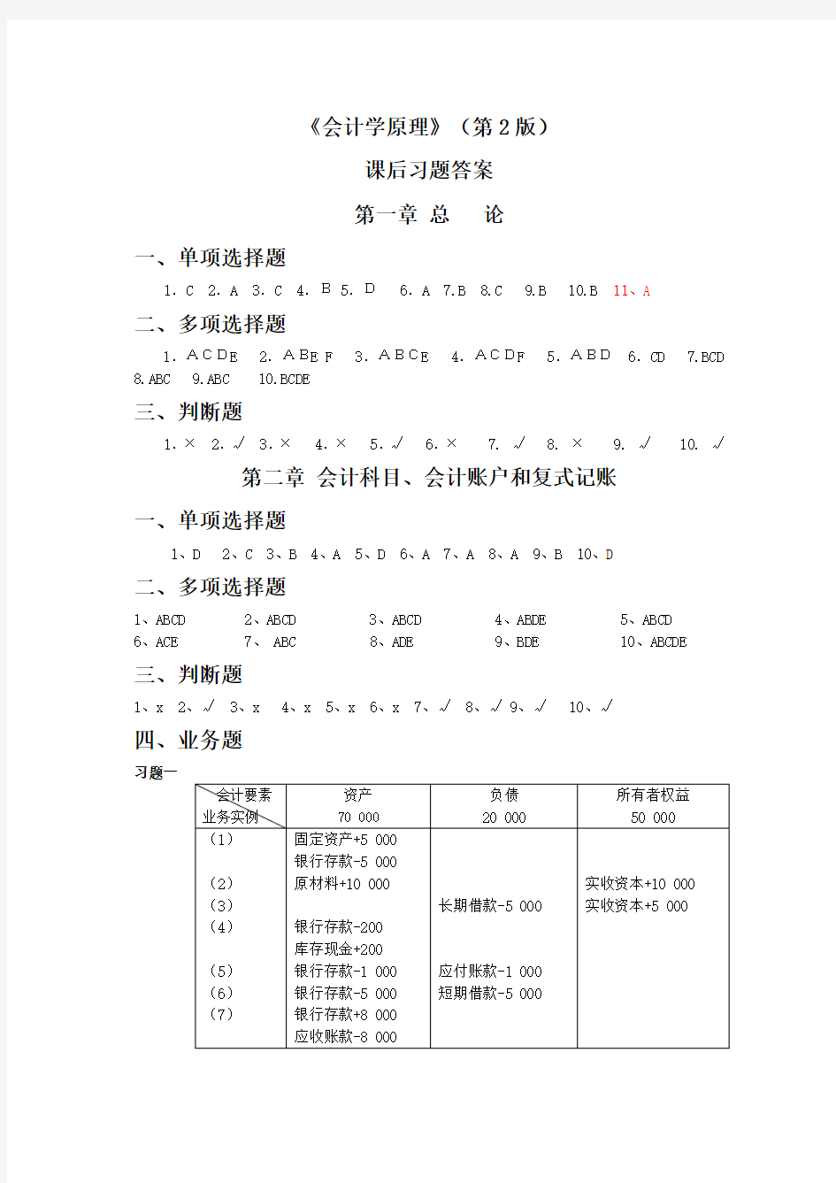 会计学原理第2版课后习题答案(新)