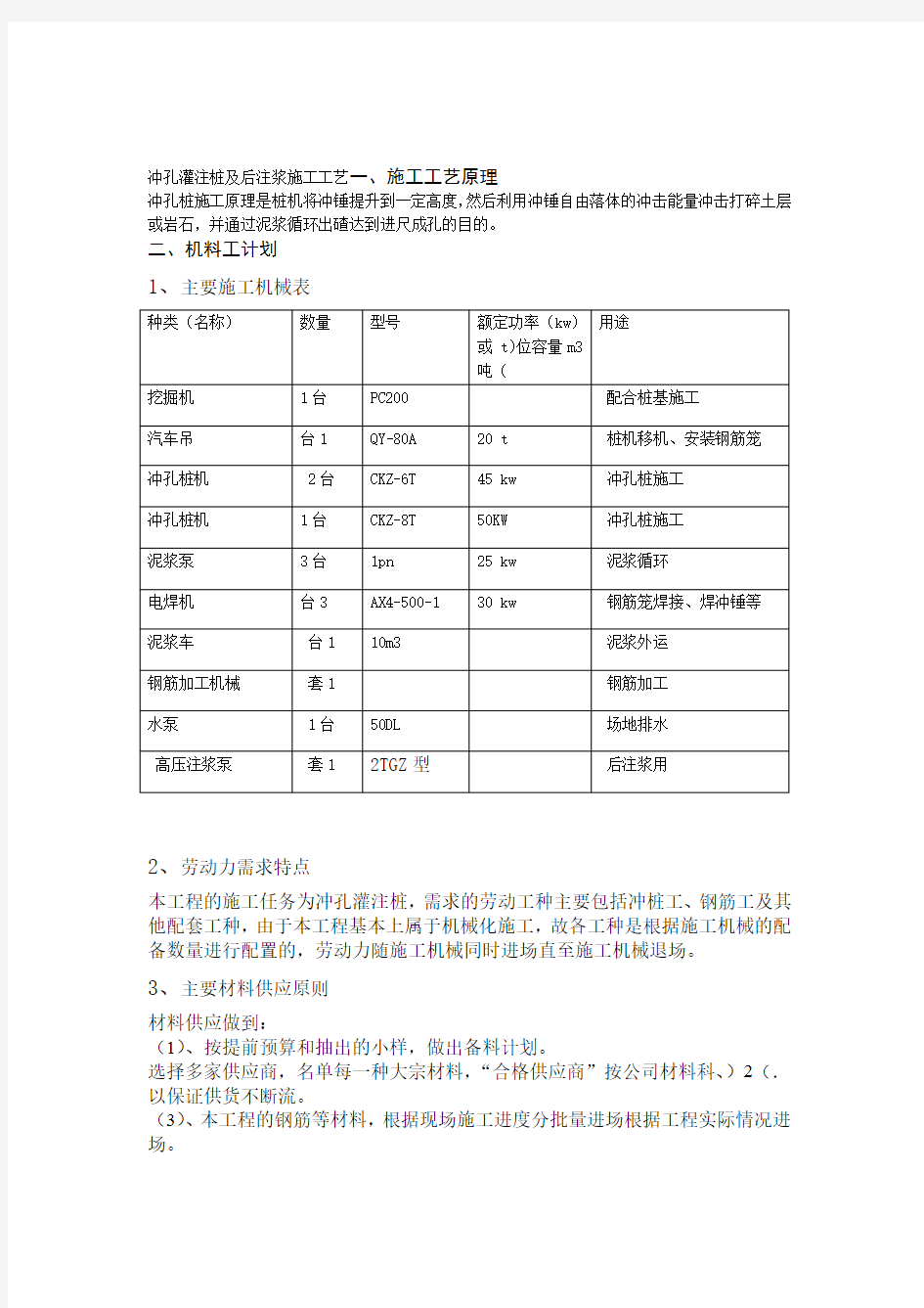 冲孔灌注桩施工工艺