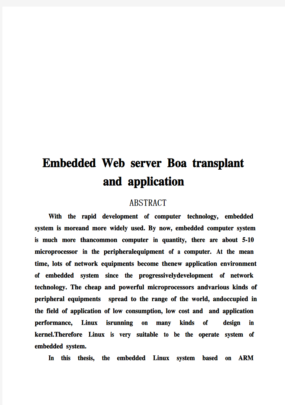 (完整版)嵌入式Web服务器Boa的移植及其应用毕业设计