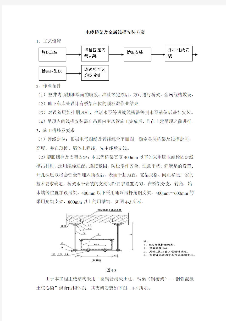 电缆桥架及金属线槽安装方案