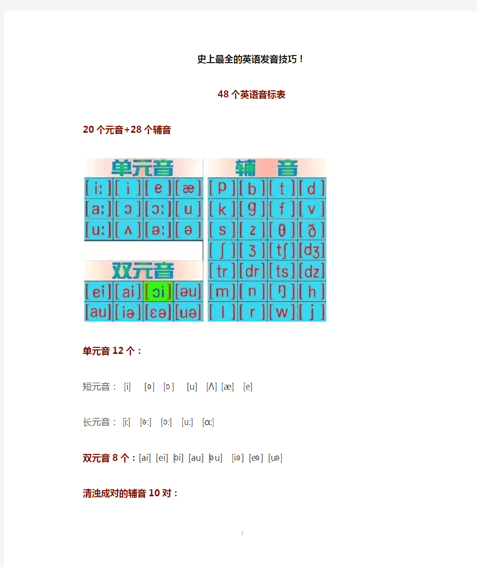 史上最全的英语发音技巧