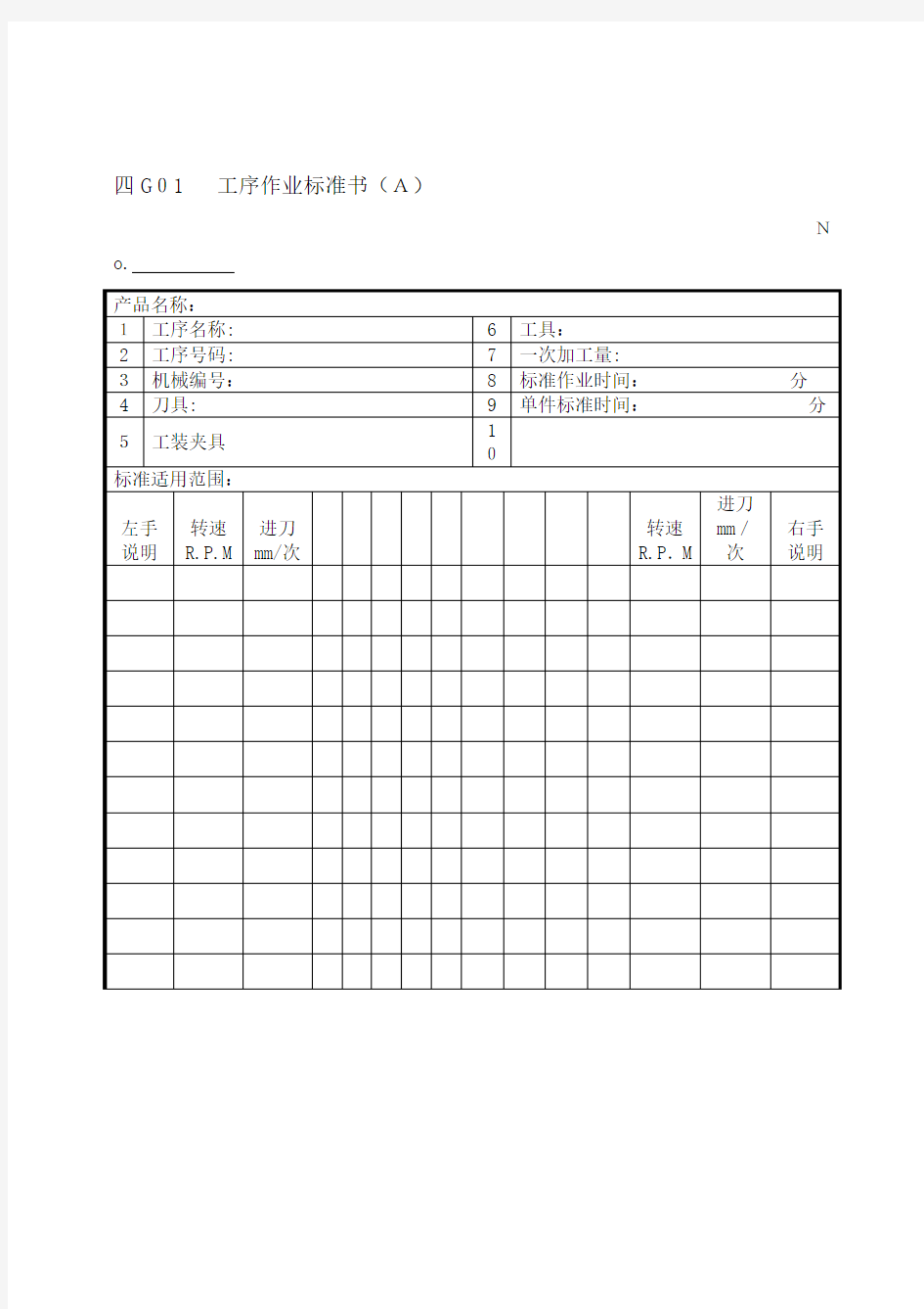 G01工序作业标准书A)