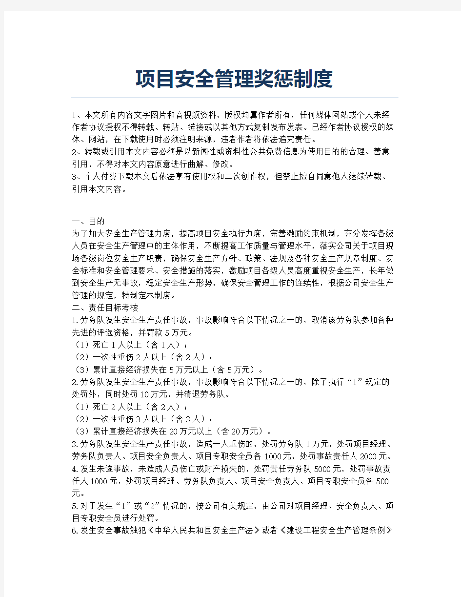 项目安全管理奖惩制度.docx