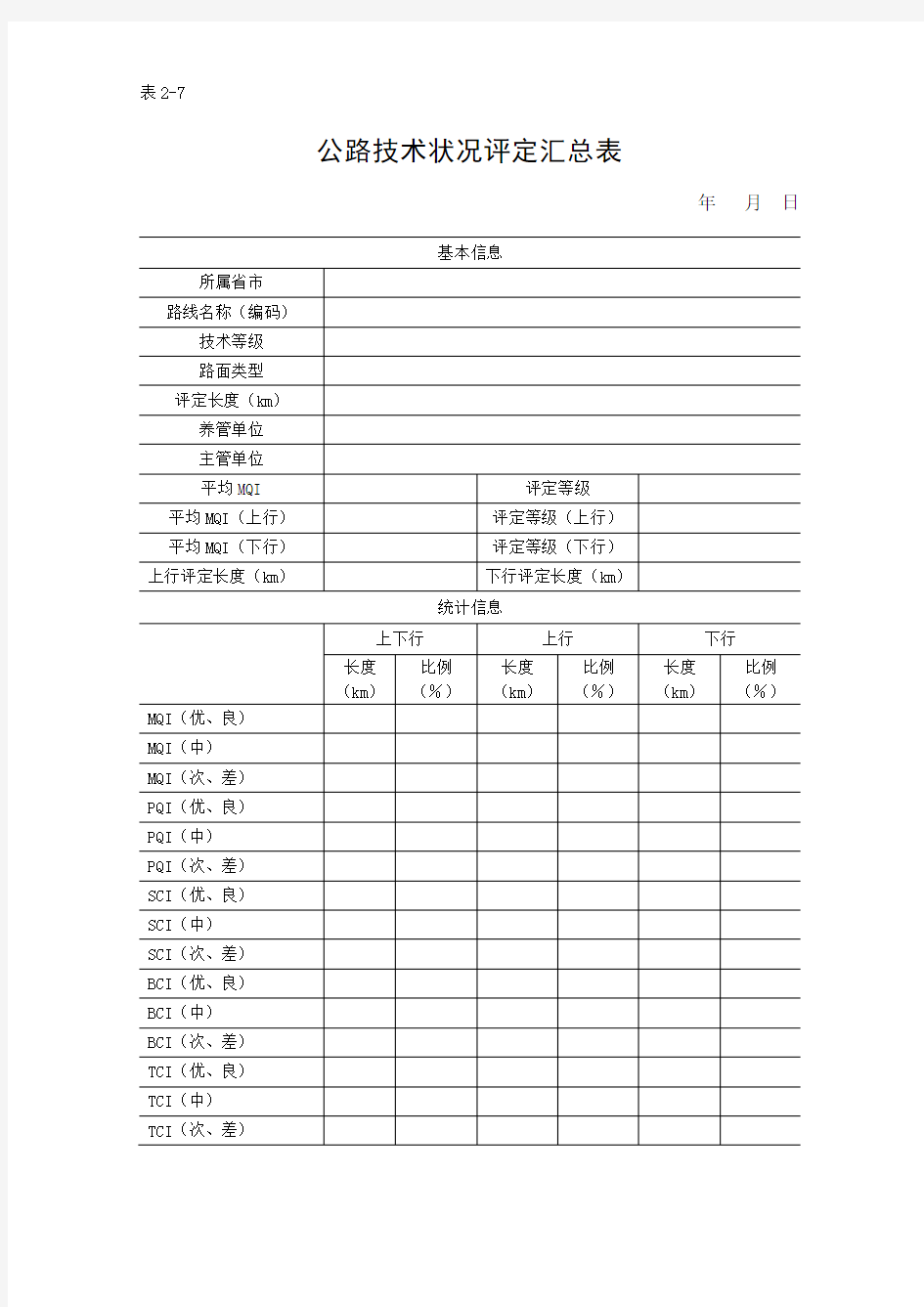 公路技术状况评定汇总模板.