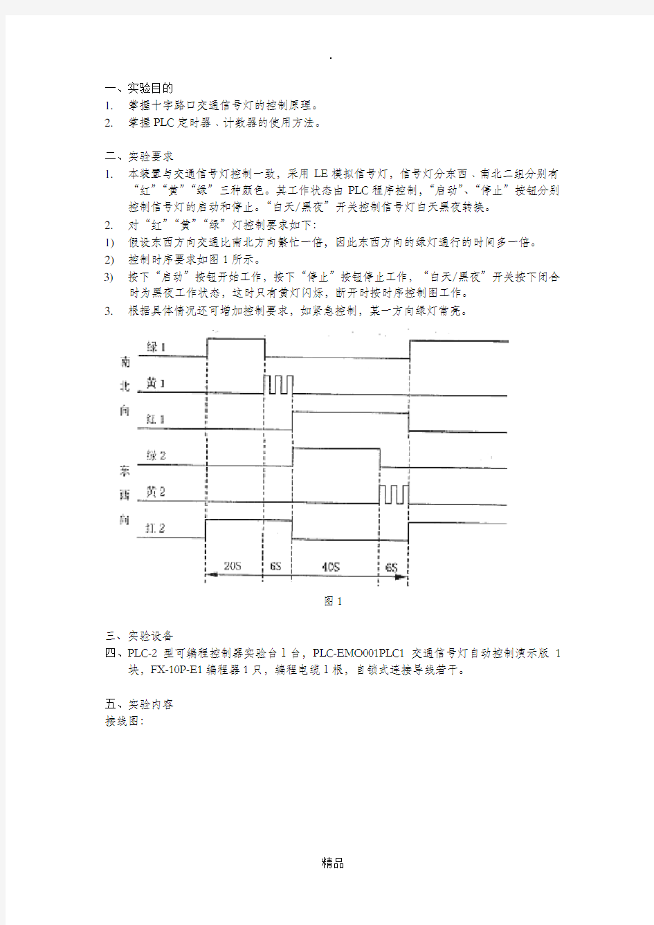 交通信号灯PLC自动控制实验