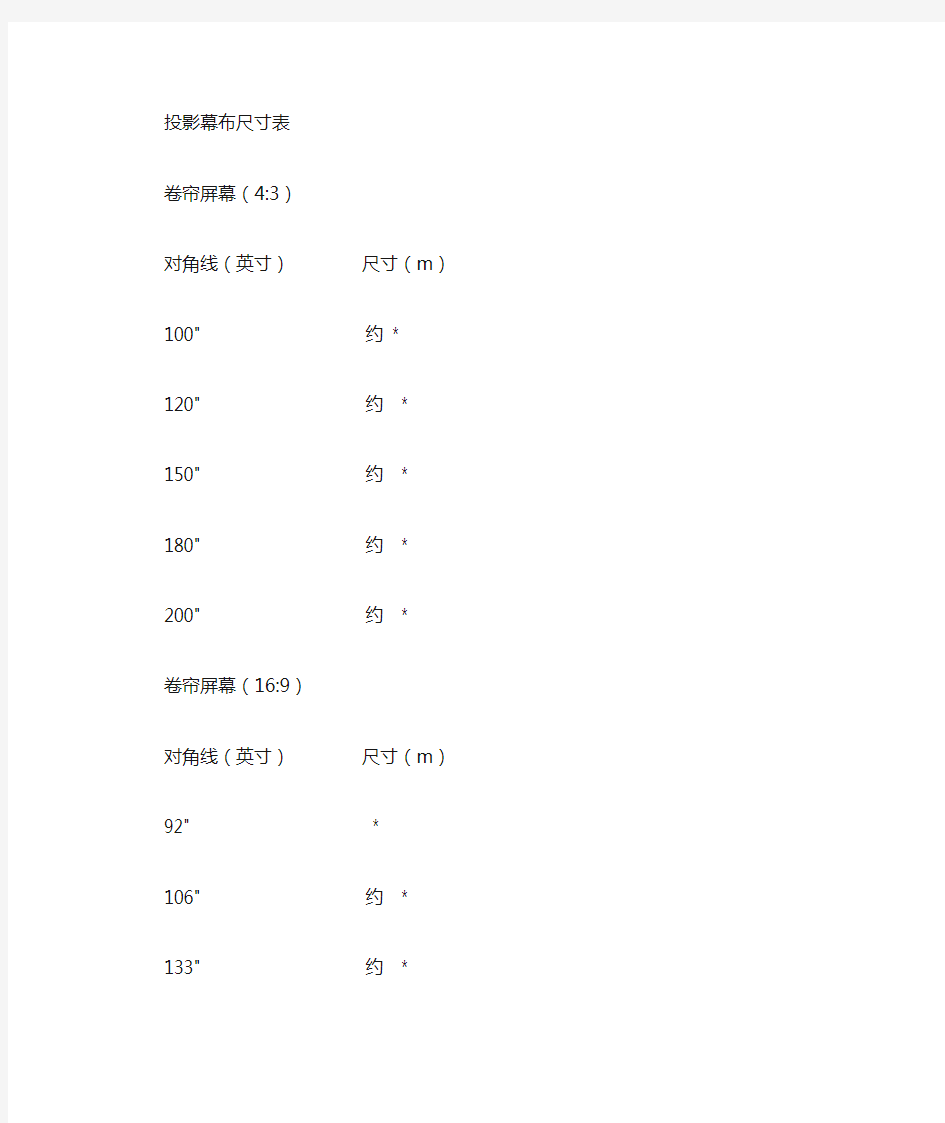 投影幕电视机尺寸以及视距