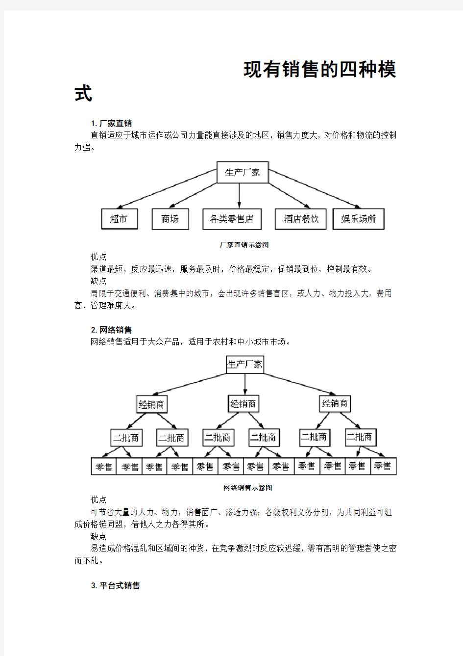 现有销售的四种模式