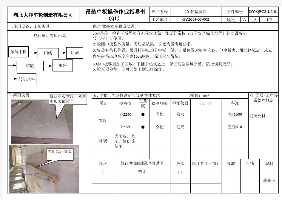 中板下料作业指导书