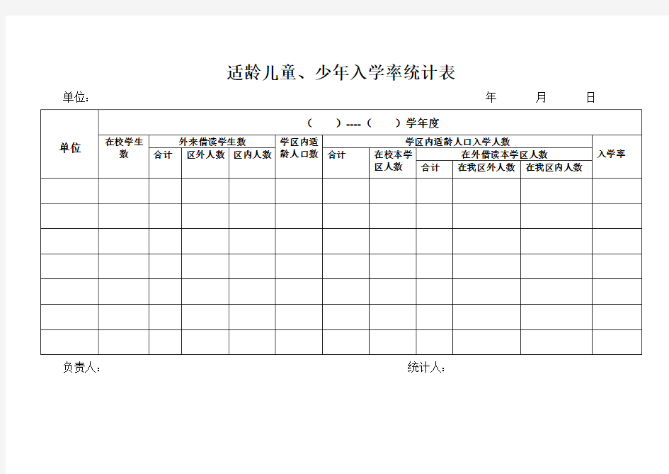 适龄儿童入学率,在校学生巩固率统计表