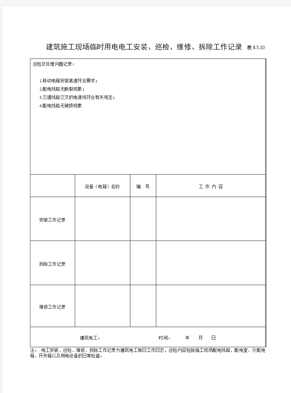 8.5.10电工巡查记录表