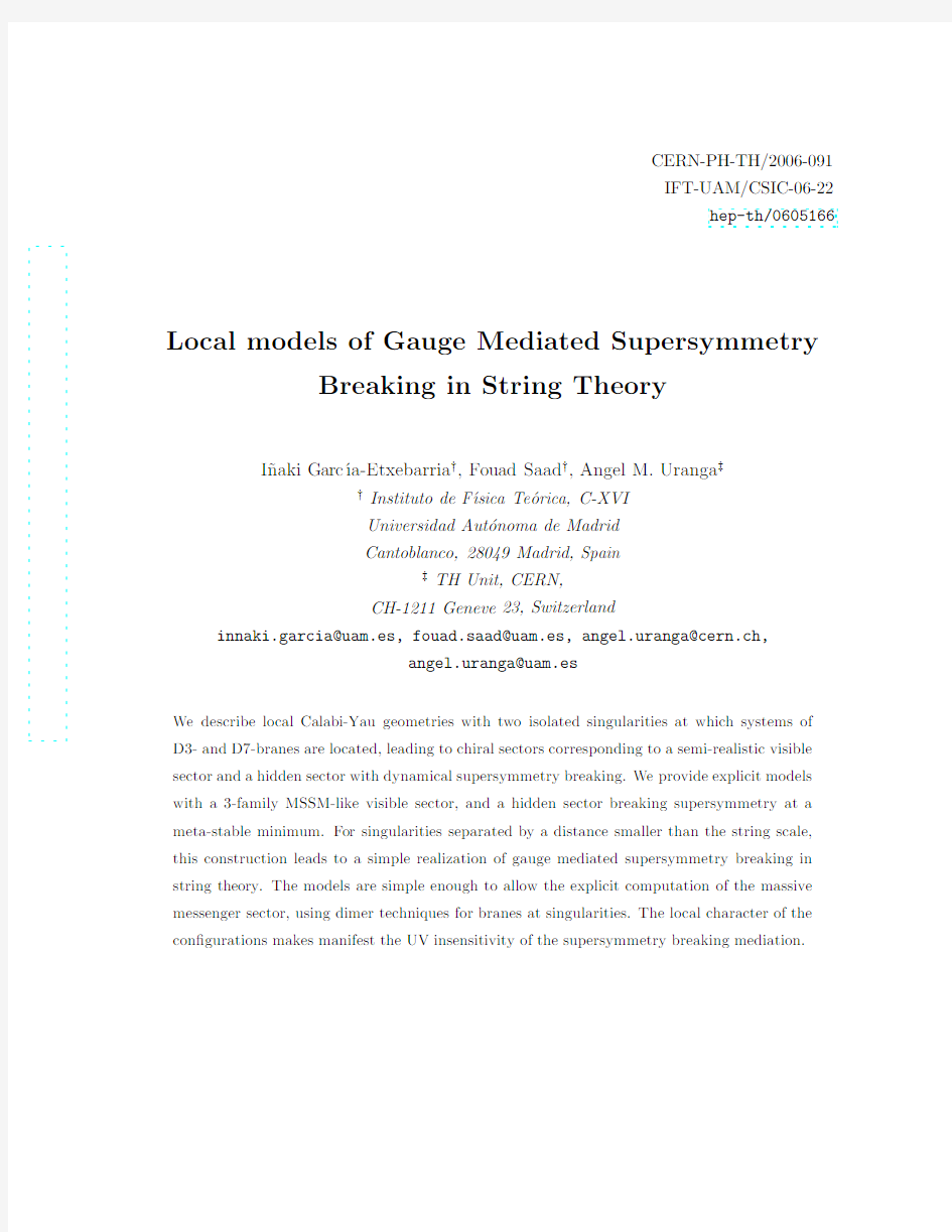 Local models of Gauge Mediated Supersymmetry Breaking in String Theory