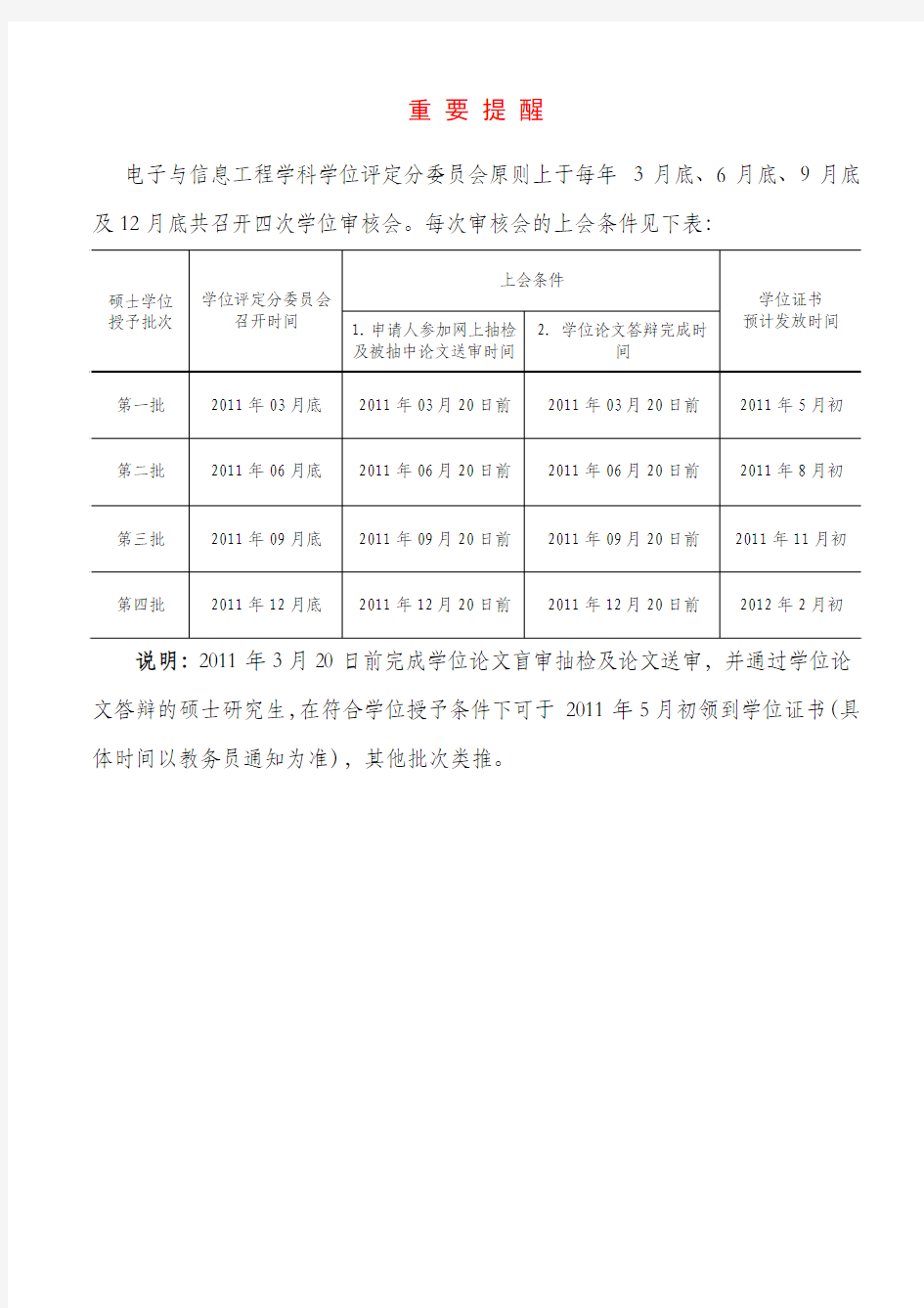 同济大学电信学院硕士论文答辩及学位申请流程