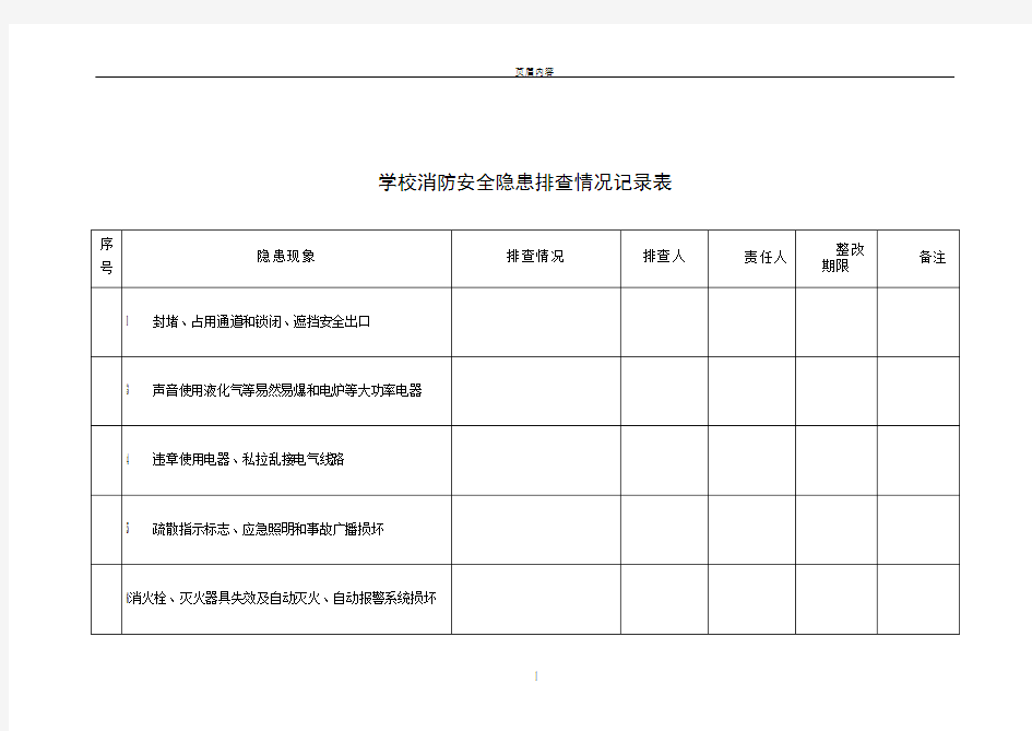 学校消防安全隐患排查情况记录表