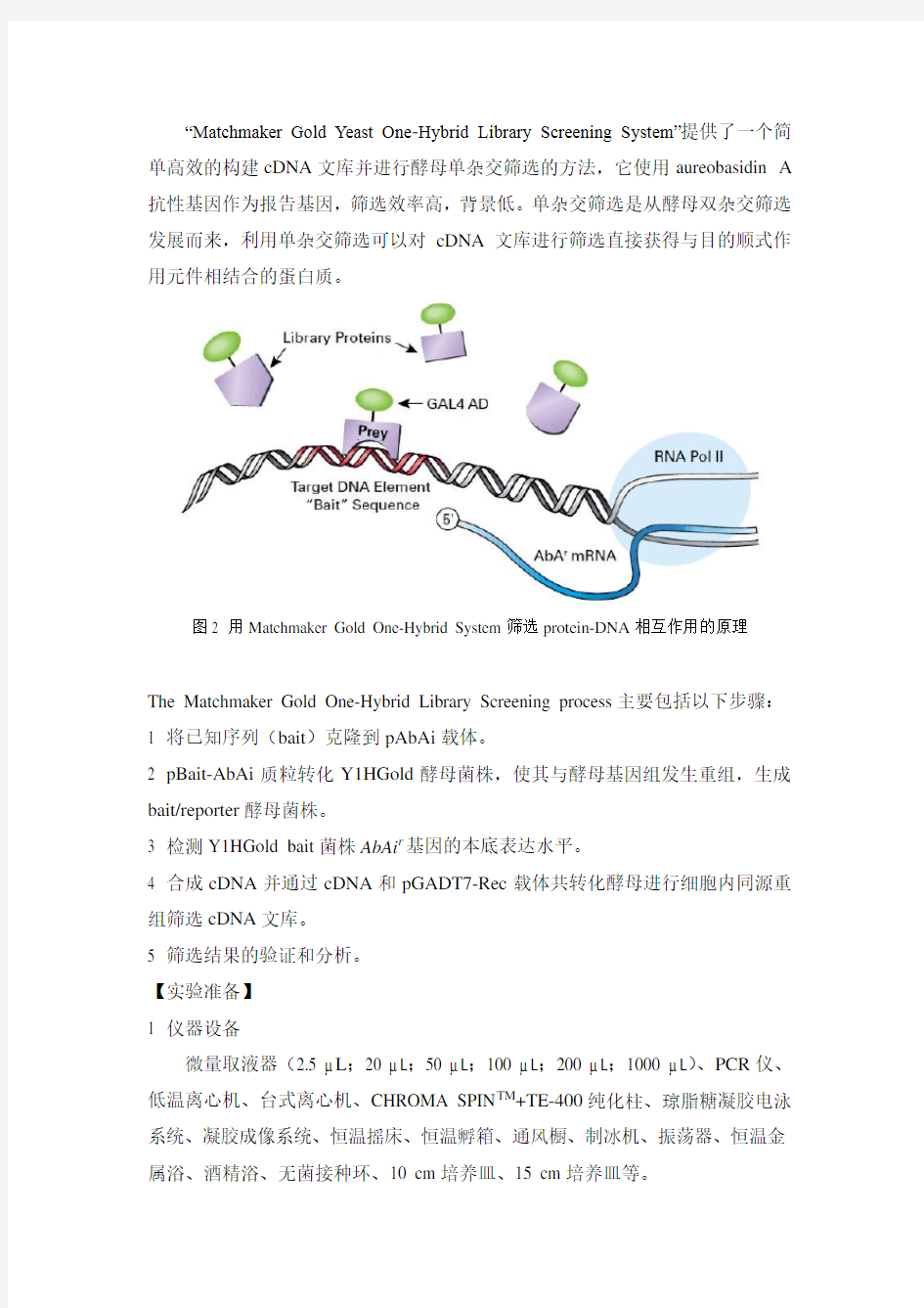 酵母单杂交 实验方法