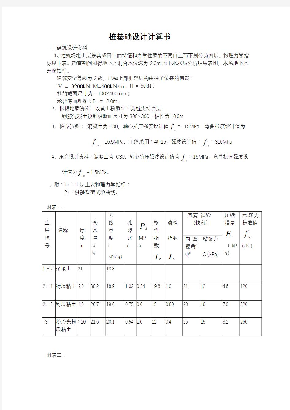 桩基础实例设计计算书