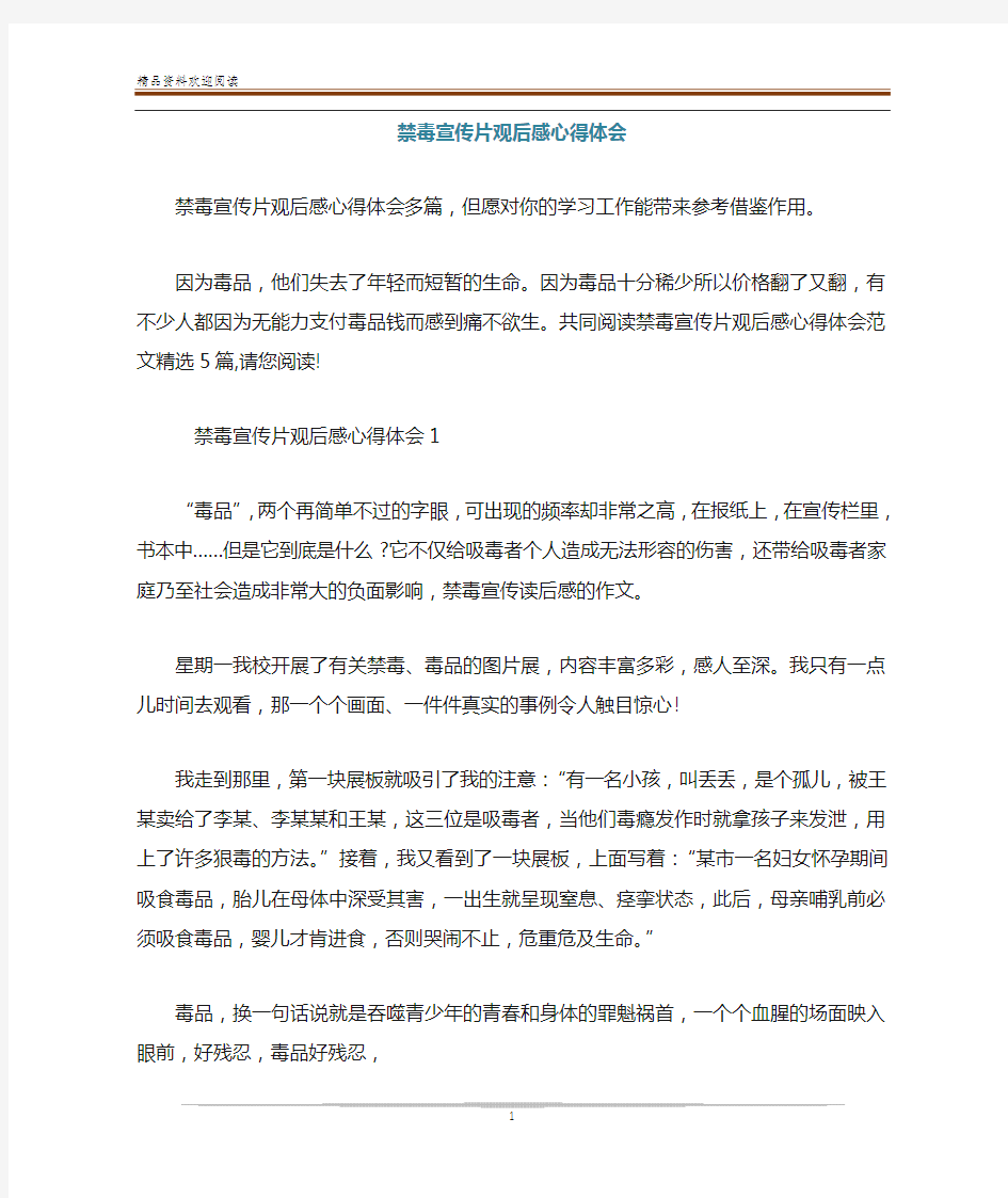 禁毒宣传片观后感心得体会