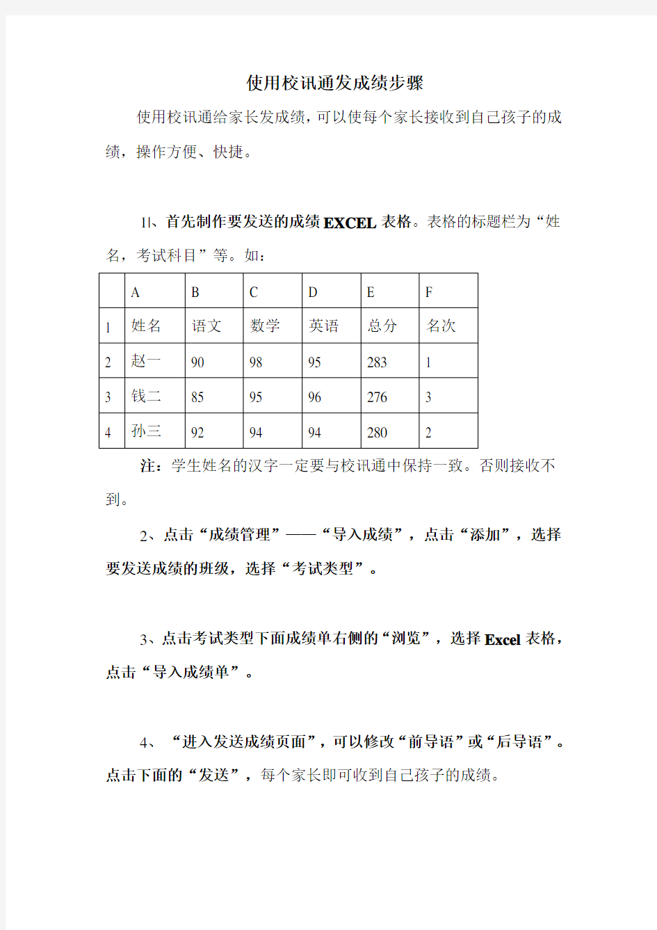 河南使用校讯通发成绩步骤