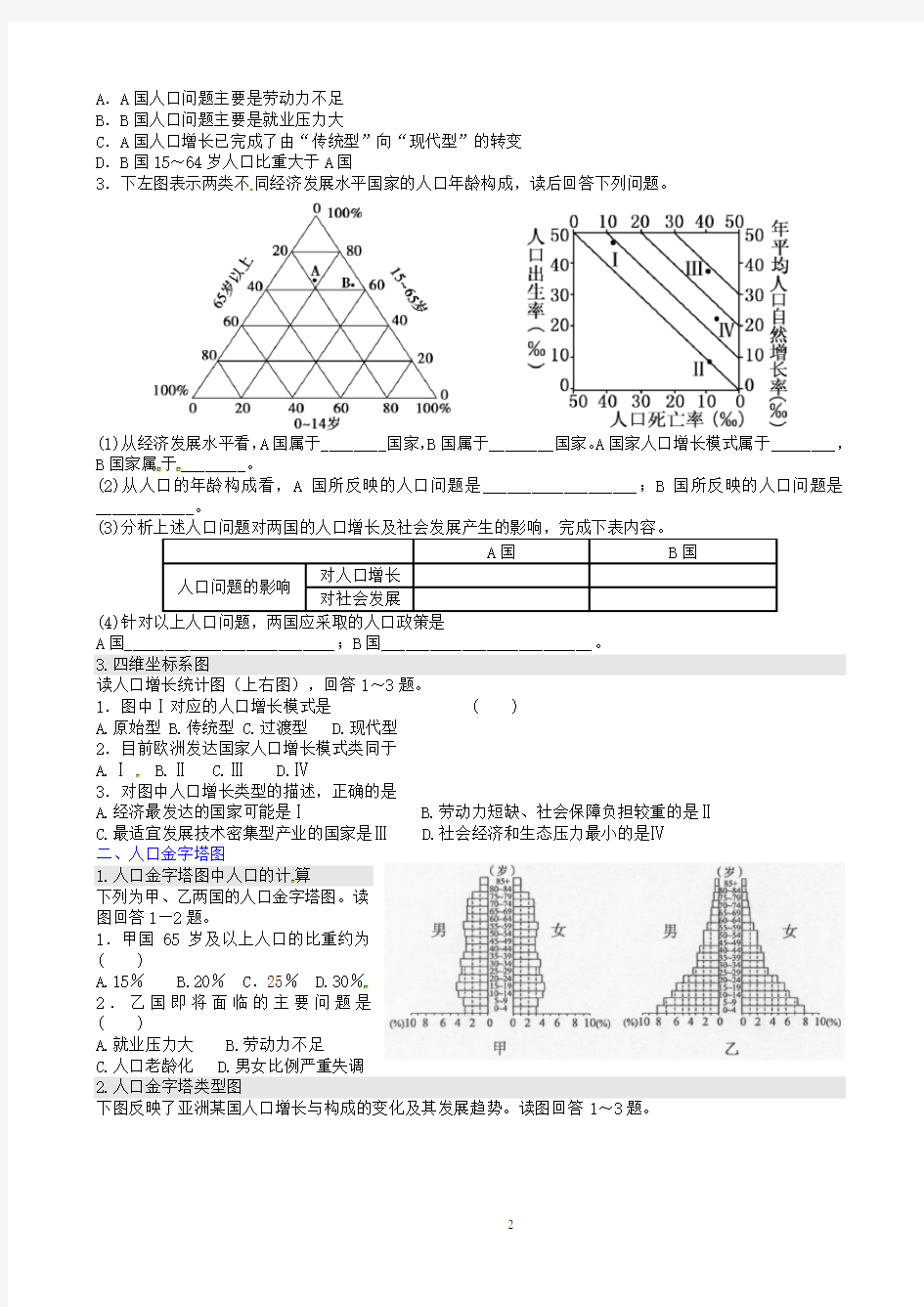 (完整版)人口统计图专题