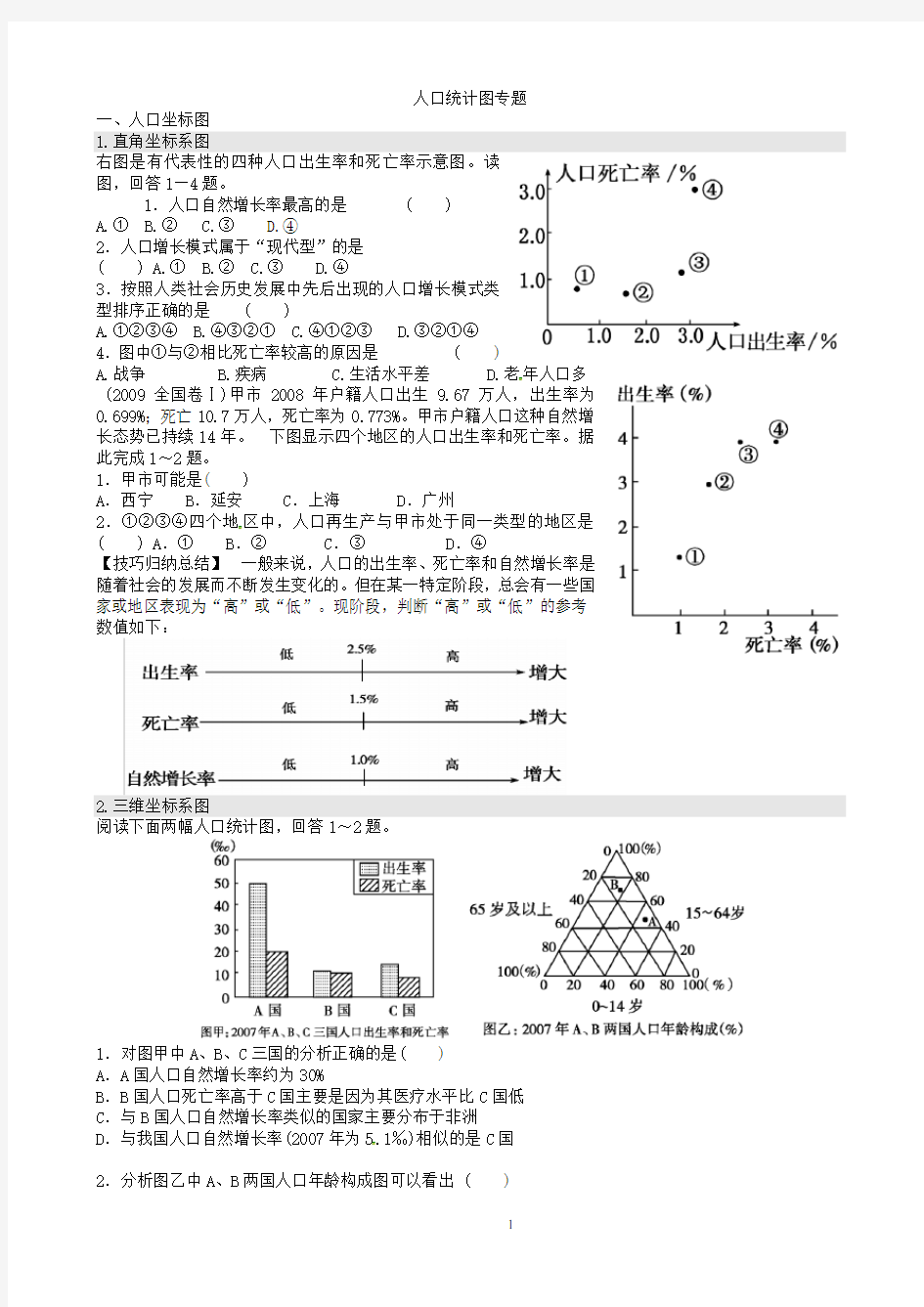 (完整版)人口统计图专题