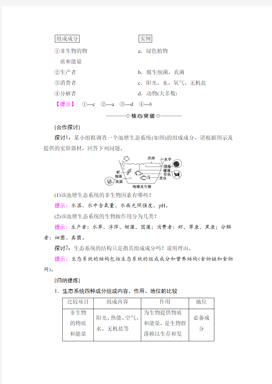 2018版高中生物(人教版)必修3同步教师用书：第5章 第1节 生态系统的结构