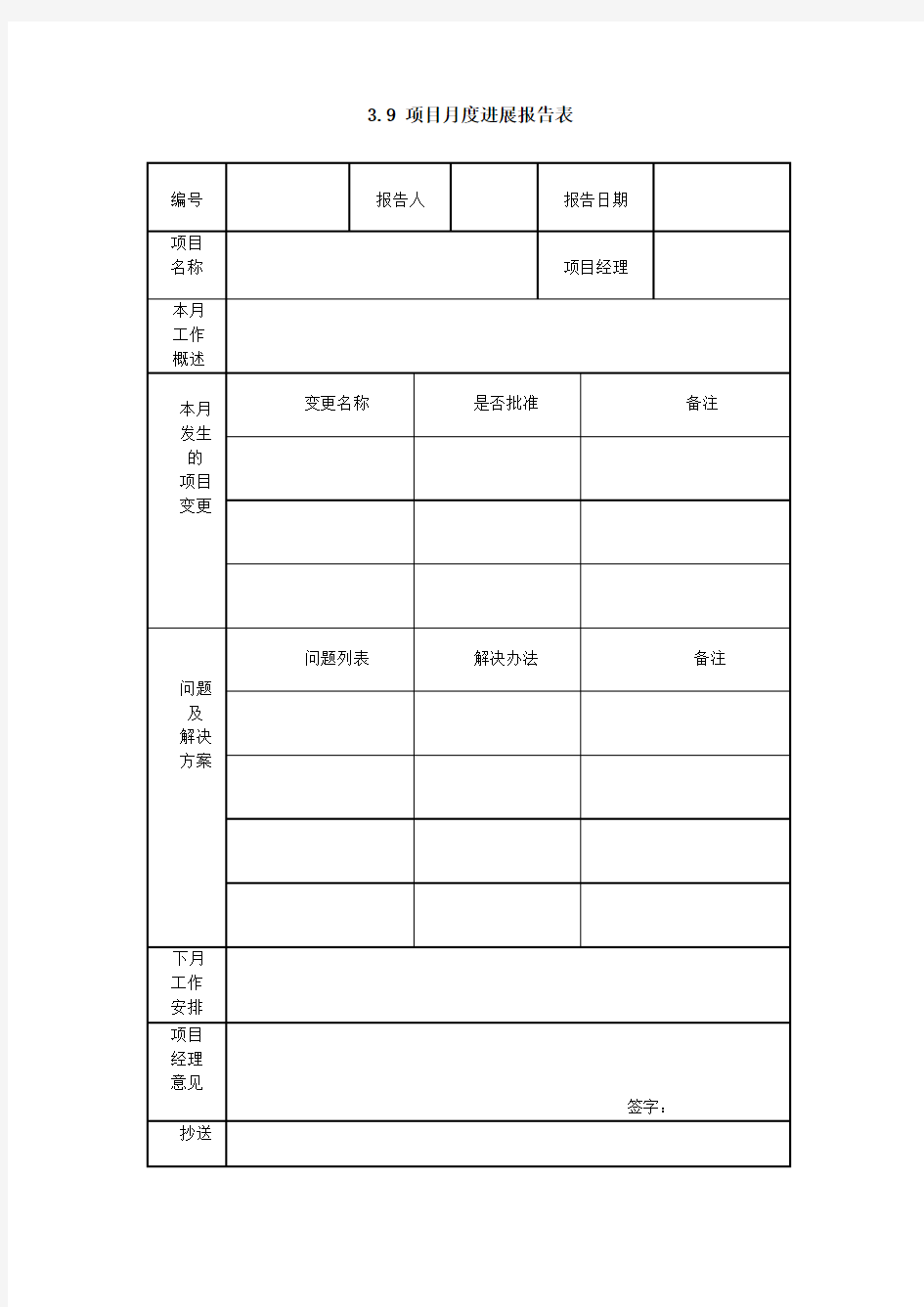 项目月度进展报告