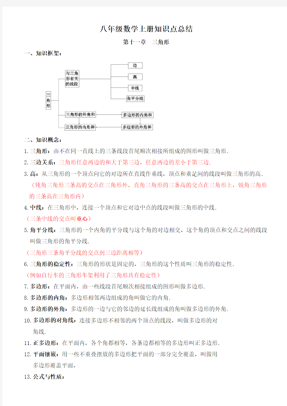 新人教版八年级数学上册知识点总结