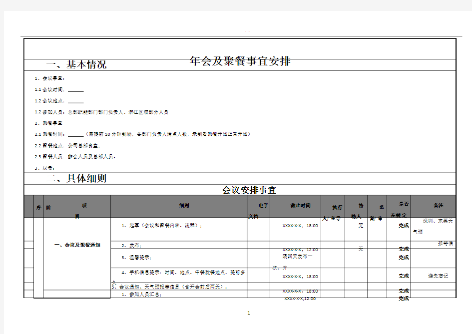 年会工作整体流程表(万能年会策划)