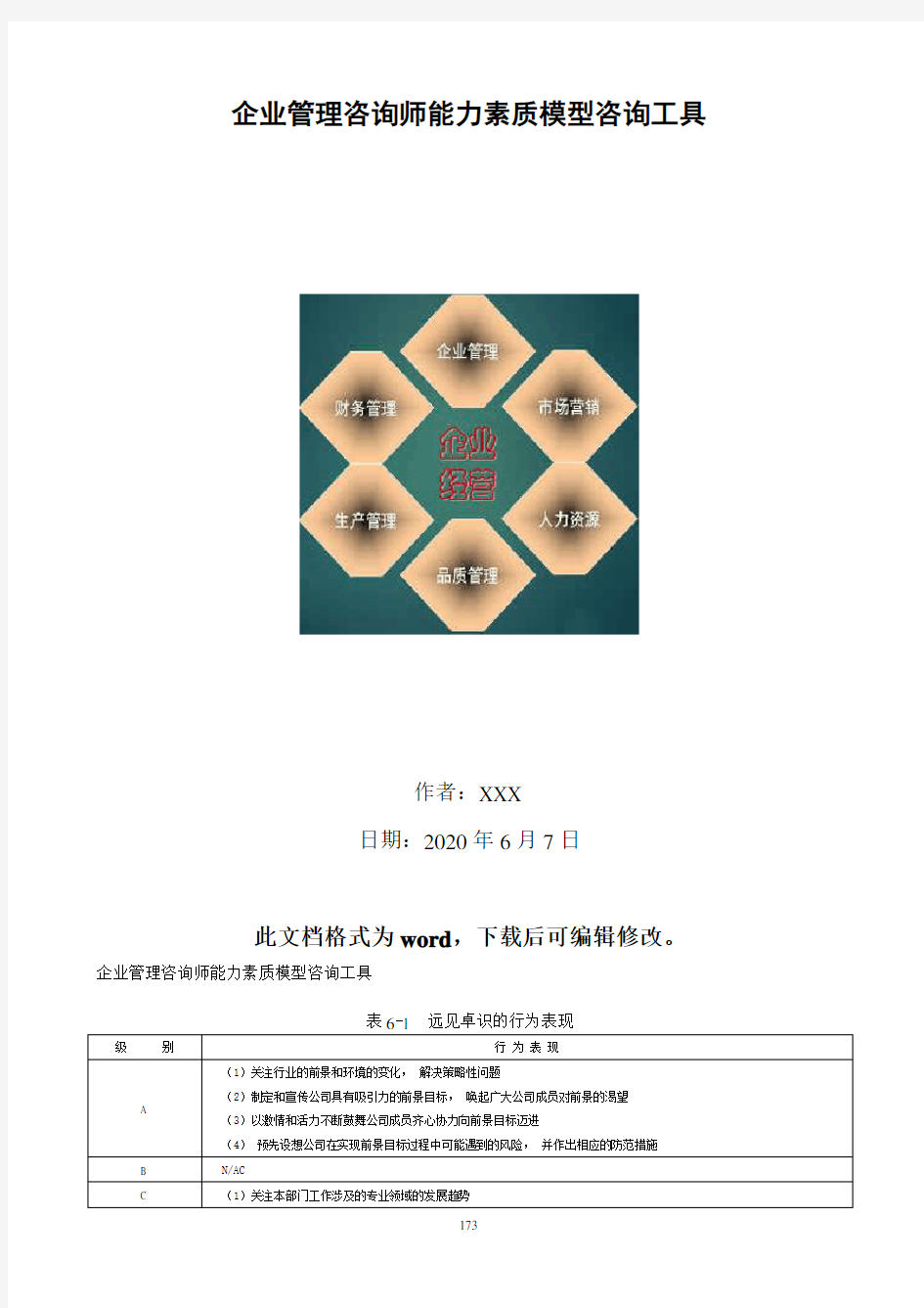 企业管理咨询师能力素质模型咨询工具