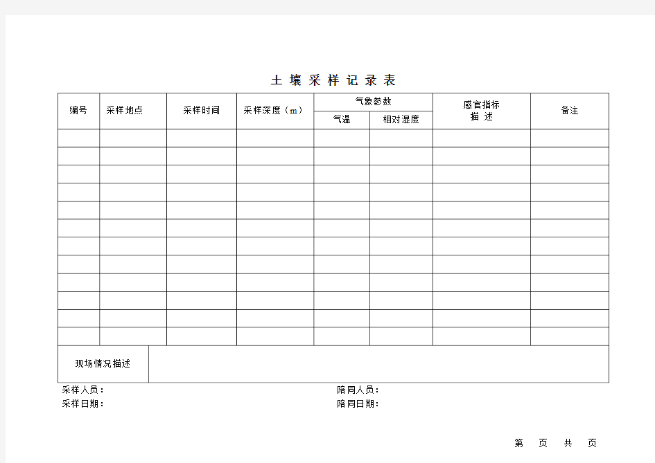 土壤采样记录表