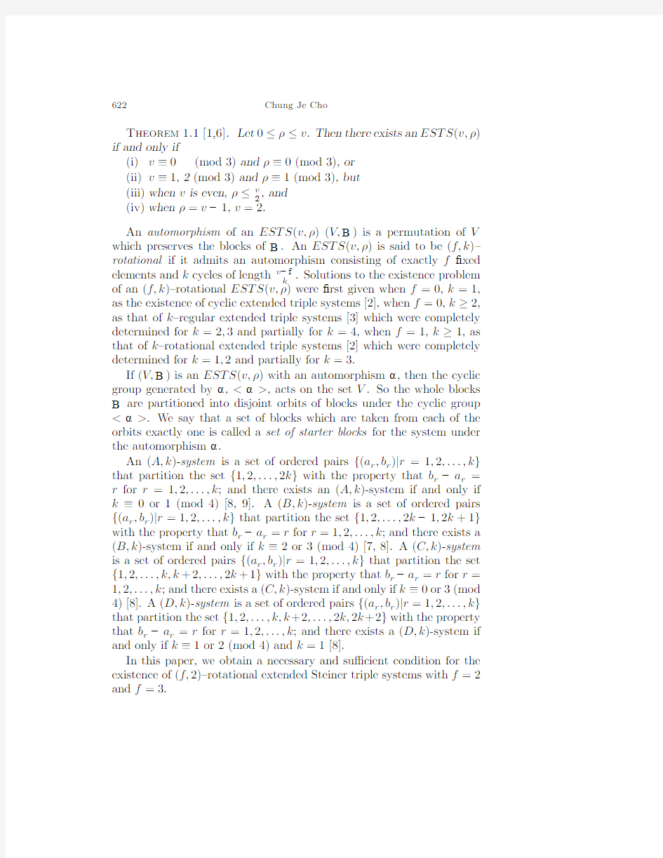 J. Korean Math. Soc. 39 (2002), No. 4, pp. 621–651 (f, 2)–ROTATIONAL EXTENDED STEINER TRI