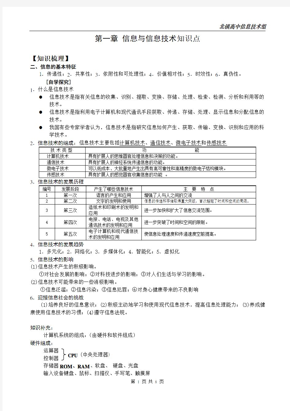 《信息技术基础》知识点汇总