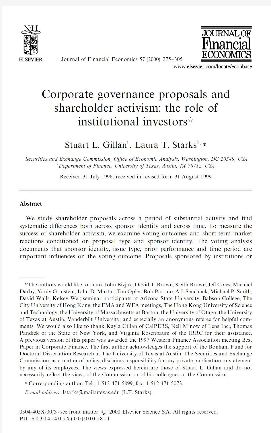 Corporate governance proposals股东行动主义