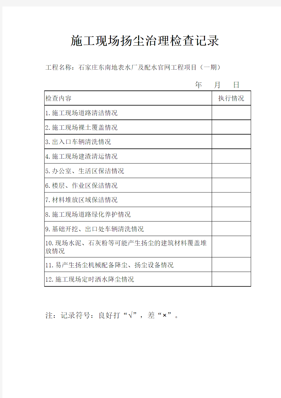 施工现场扬尘治理检查记录