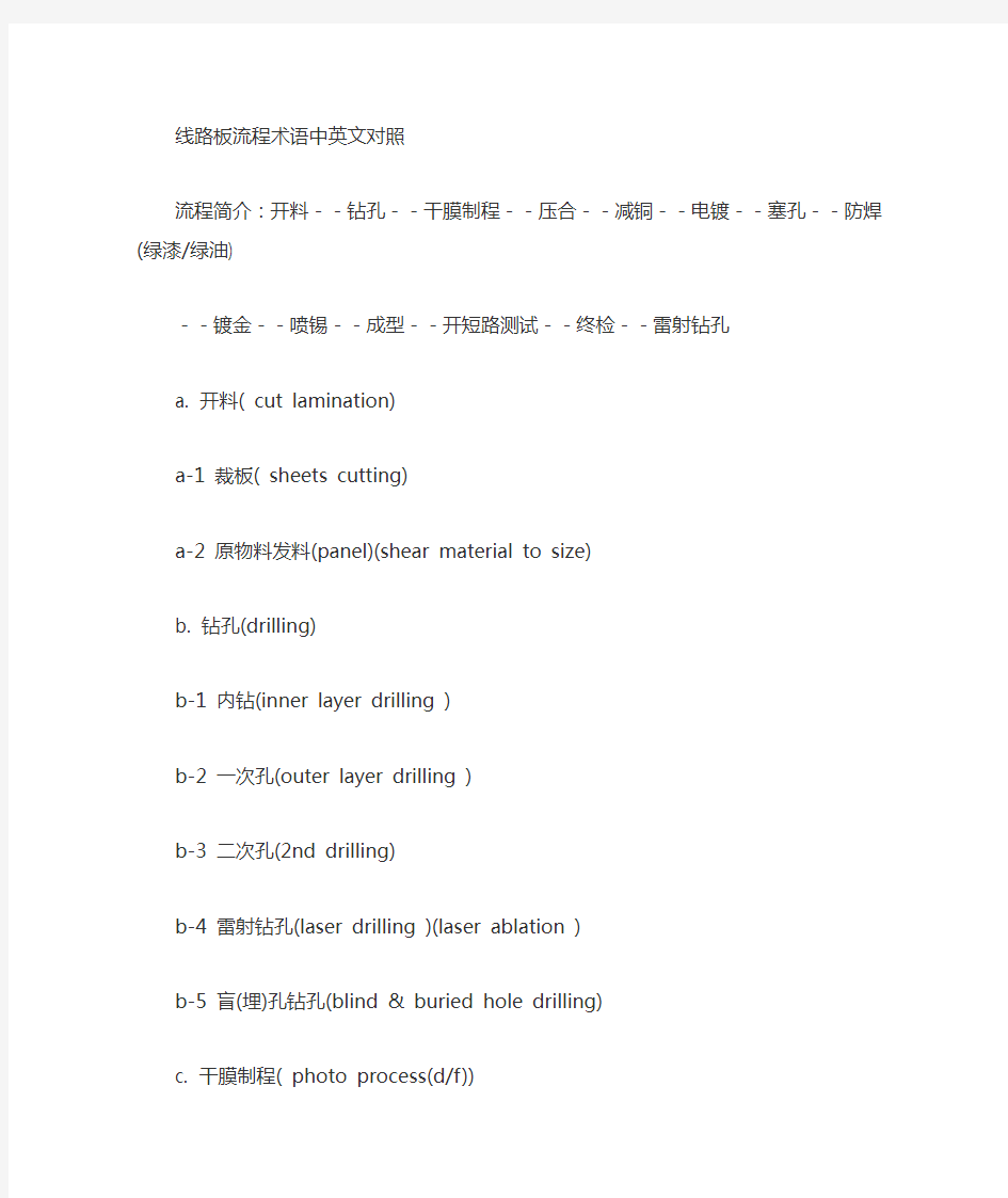 PCB设计及制造术语大全(中英文对照)