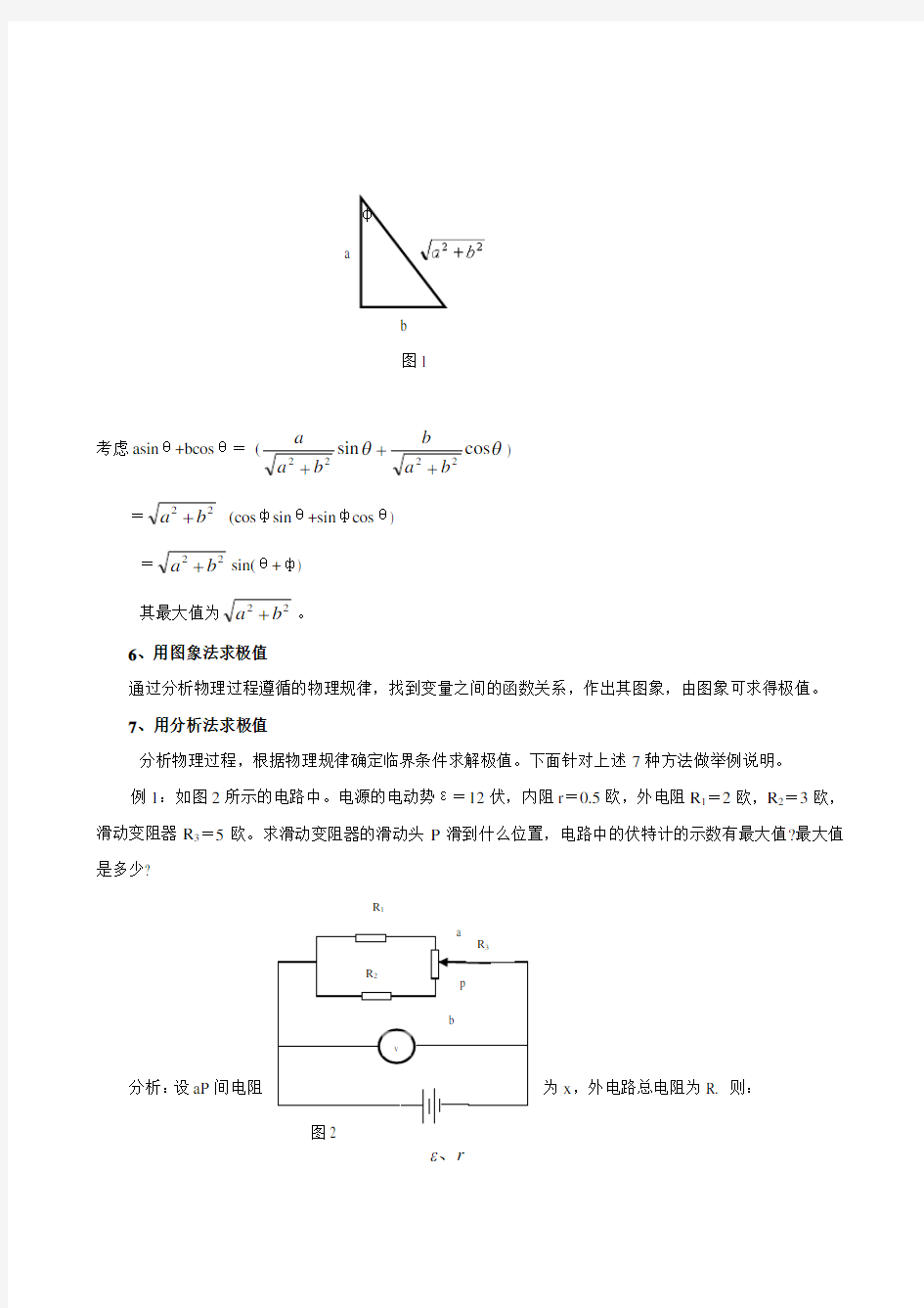 物理中求极值的常用方法