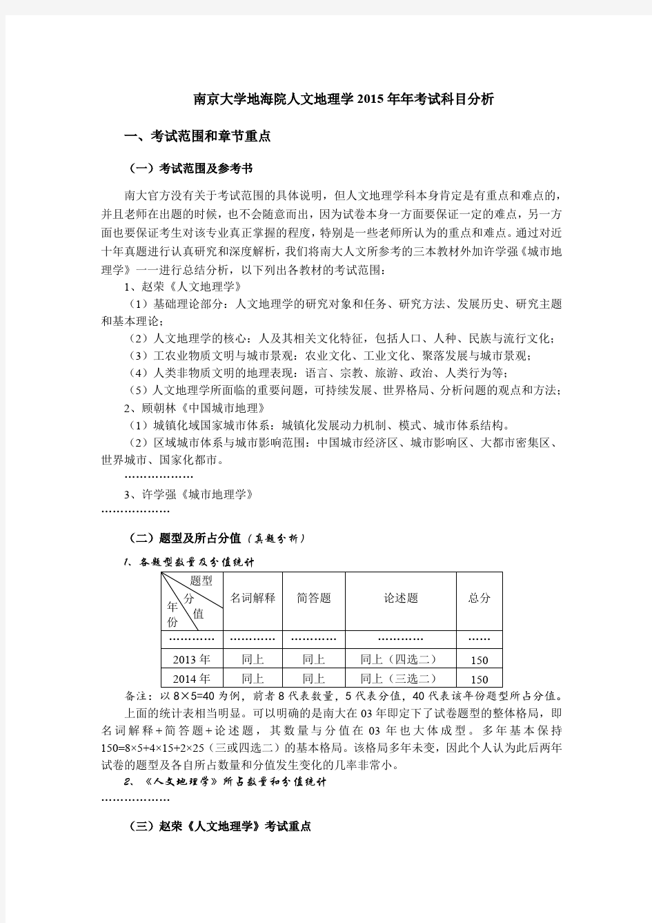 南京大学地海院2016年人文地理学考研复习指南(16年真题+答案+笔记)