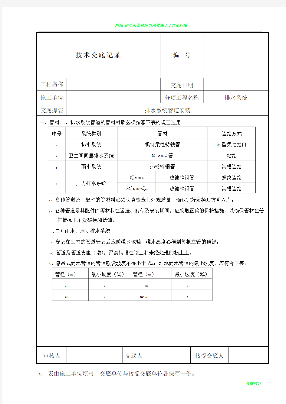 排水管道施工技术交底