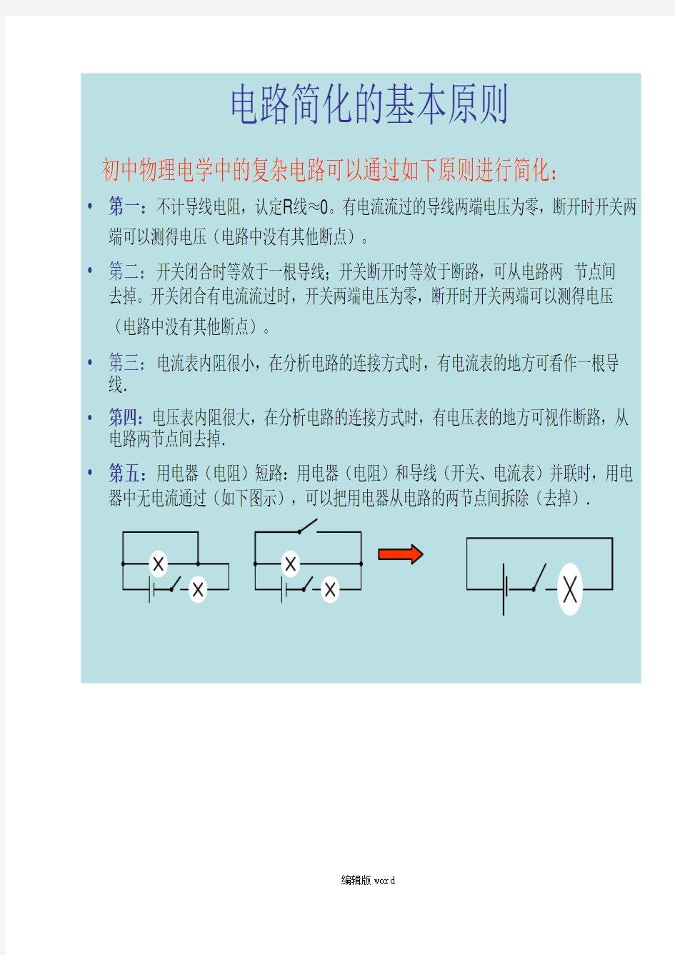 初中物理电路分析方法以及典型例题(超级有用)