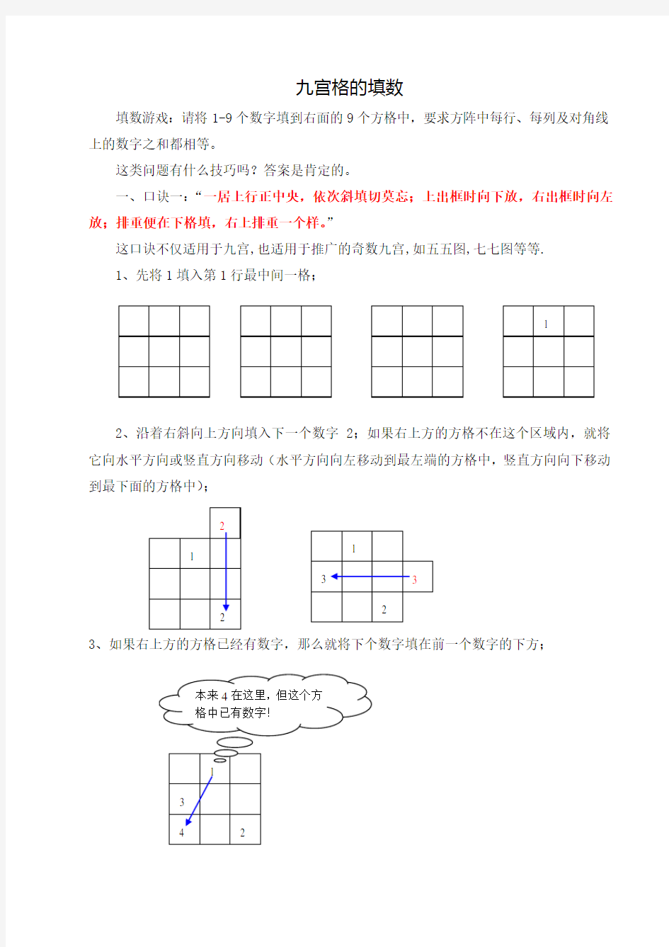 九宫格的填数