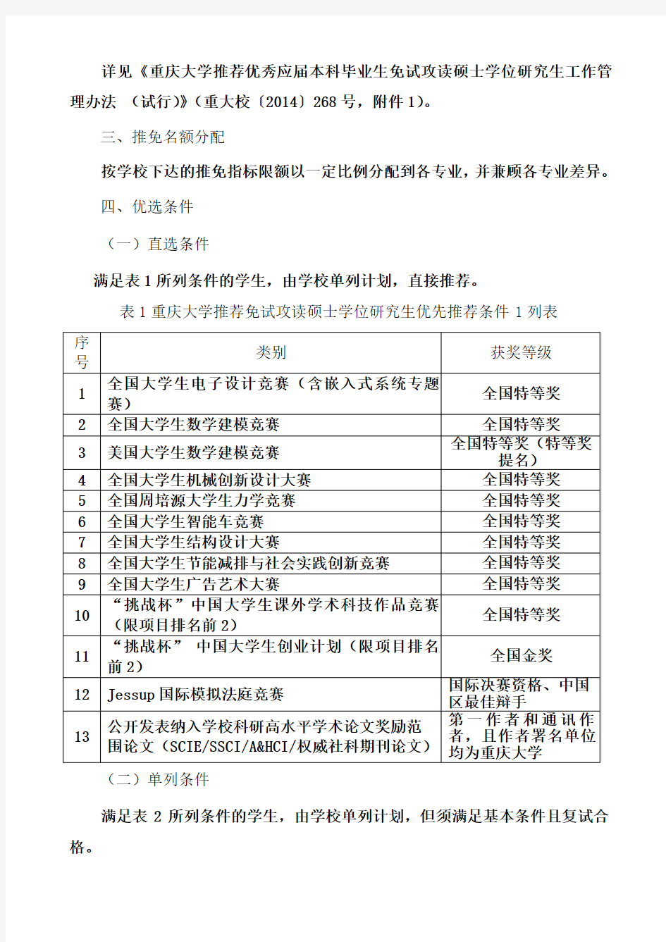 重庆大学化学化工学院2017年推免生实施办法及操作细则