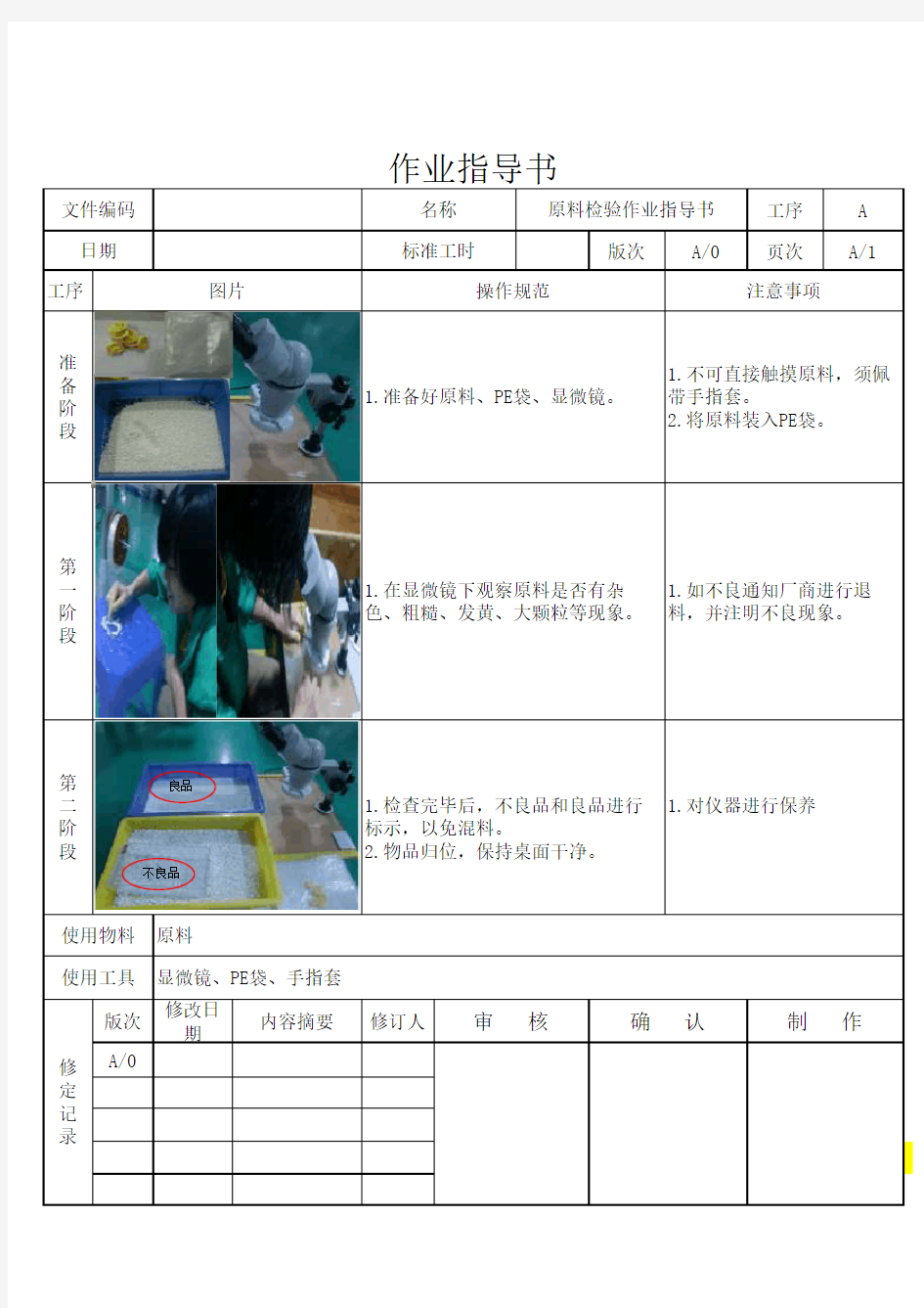 原料检验作业指导书