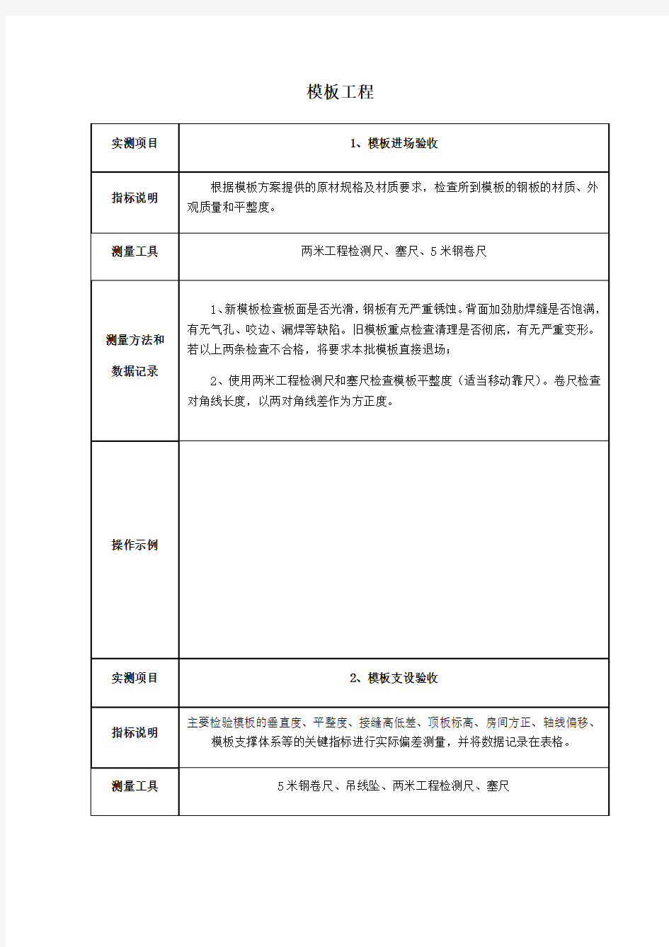 模板工程实测实量