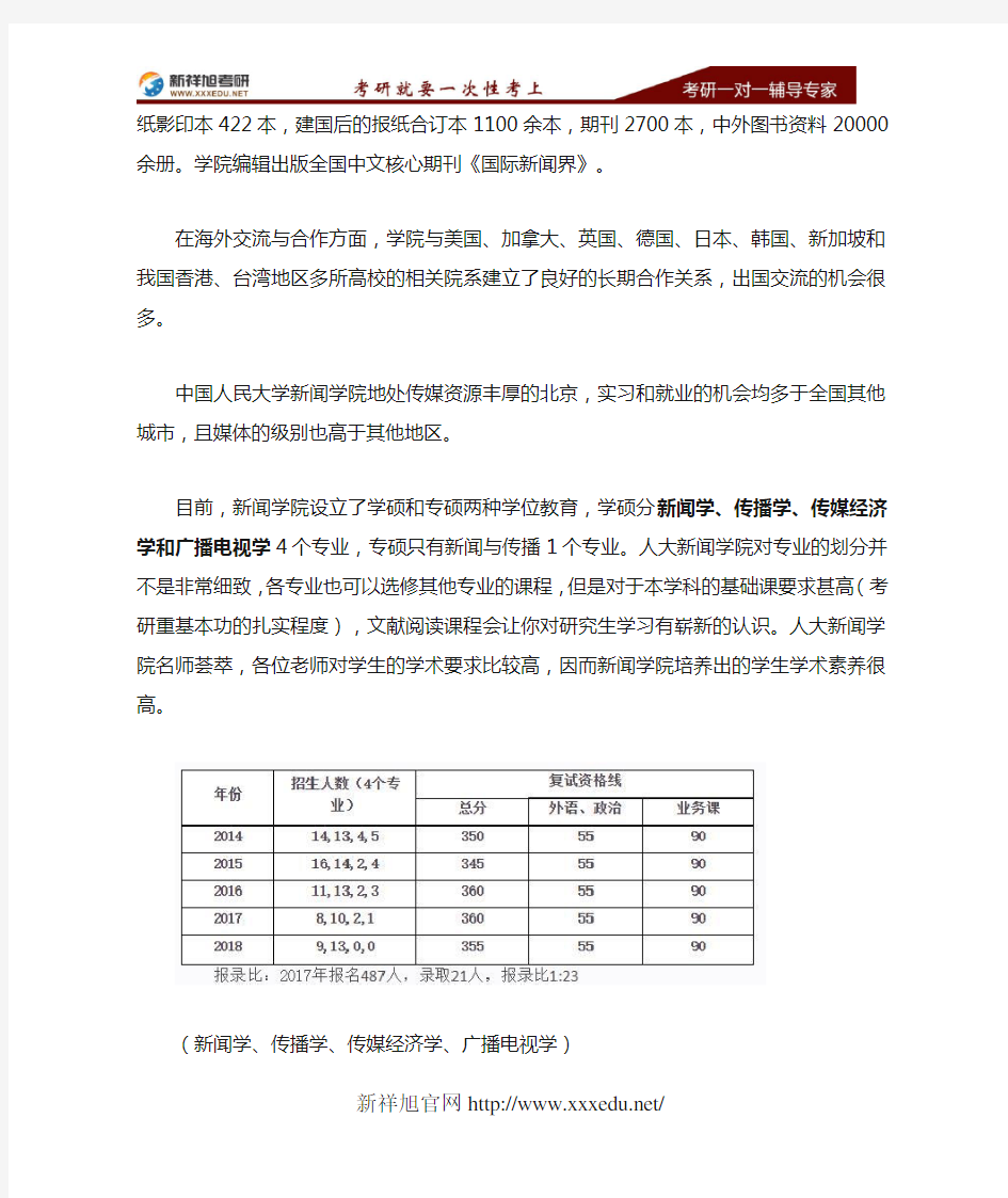 2020-2021中国人民大学新闻学考研历年招生人数参考书、录取名单、考研经验汇总