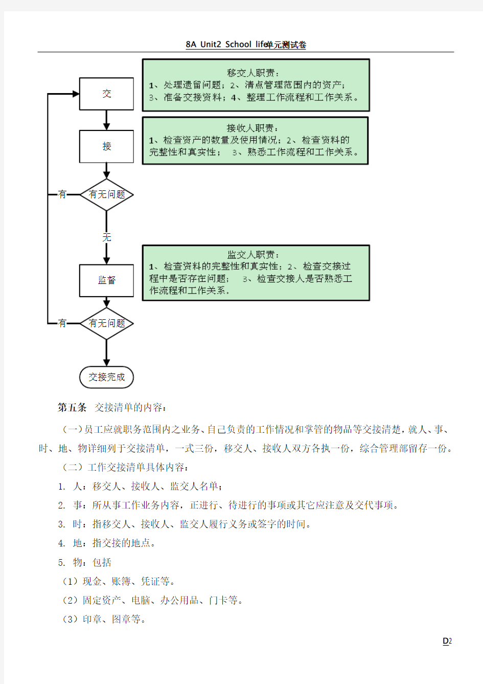 公司工作交接管理制度