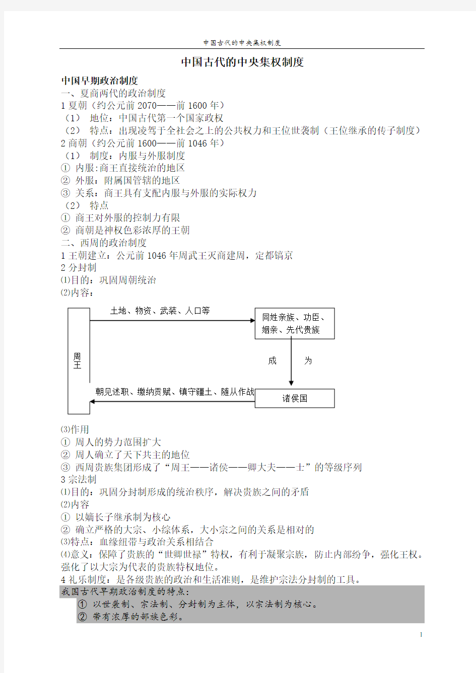 中国古代的中央集权制度