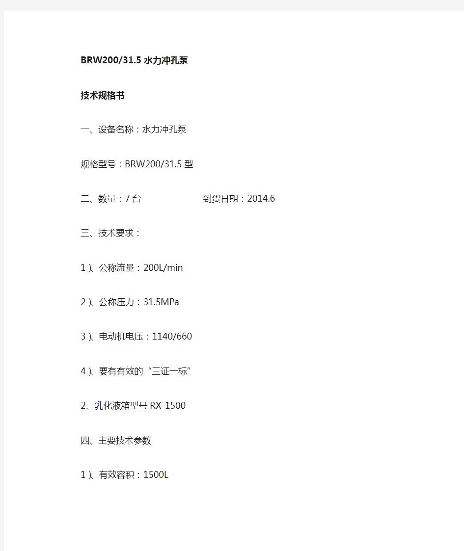 水力冲孔泵技术规格书 2