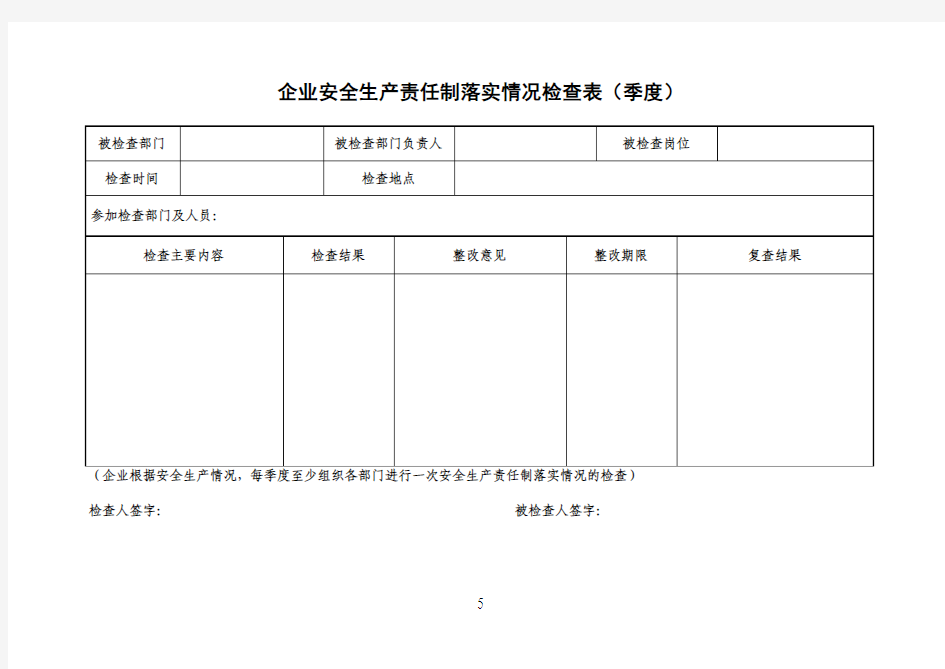 1、企业安全生产责任制落实情况检查表