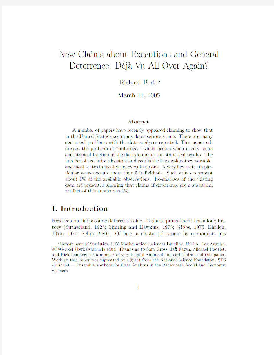 New Claims about Executions and General Deterrence Déjà Vu All