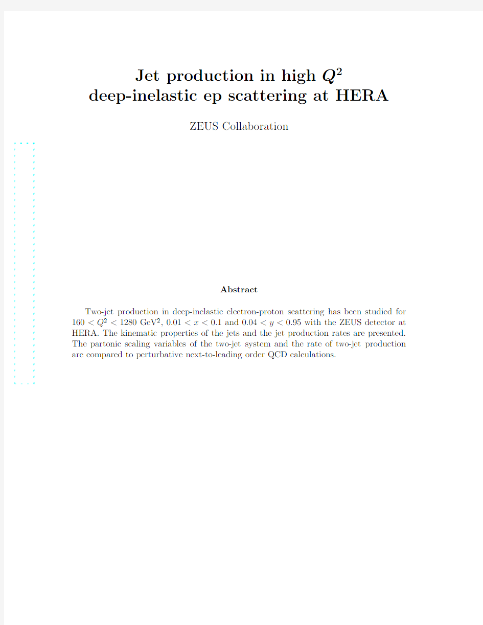 Jet production in high Q^2 deep-inelastic eo scattering at HERA